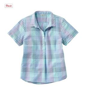 L.L. Bean Women's Plaid Button Down Shirt in Blue and Purple